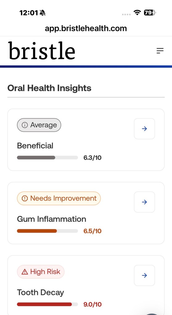 Example section of a saliva test report showing oral microbiome findings